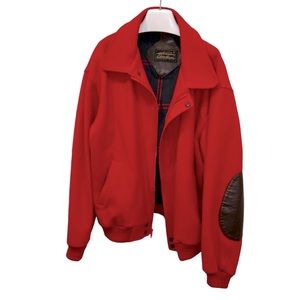 Eddie Bauer Vintage Red Boiled WOol CHRISTMAS HOLIDAY Bomber Jacket XL